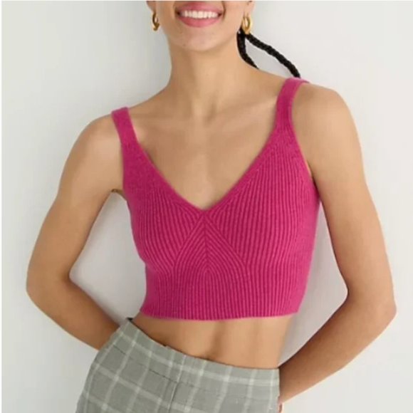 NWT JCREW CASHMERE CROPPED SWEATER-TANK in Icy Rose - Picture 1 of 7